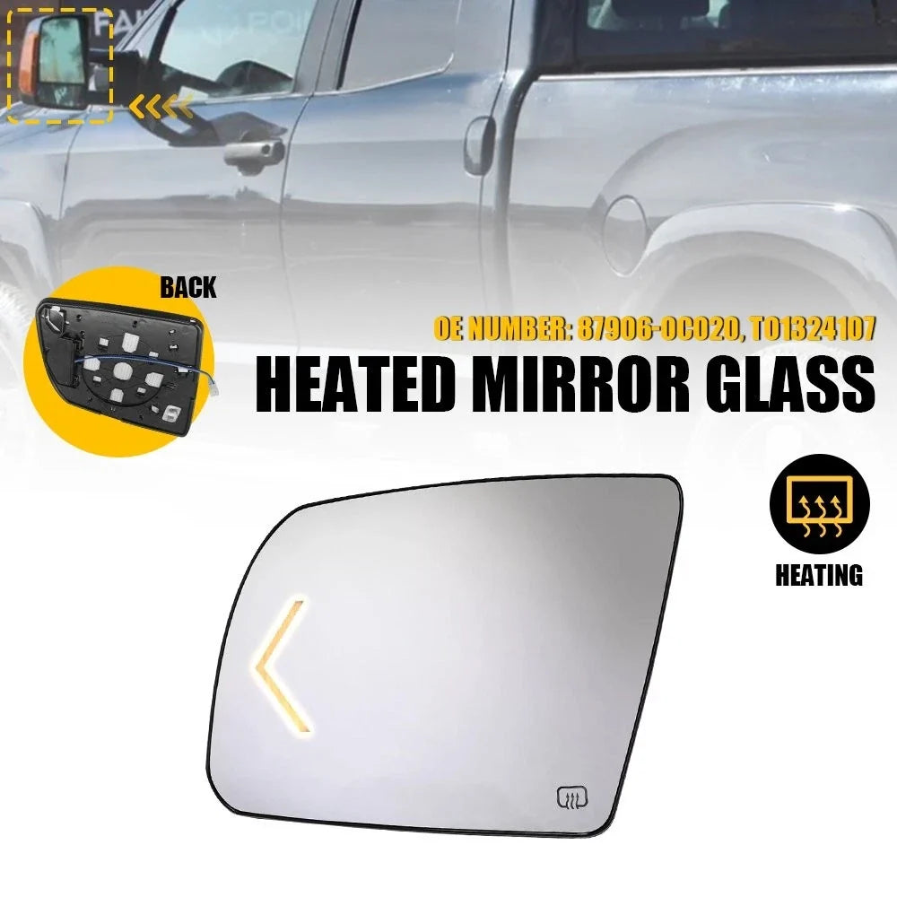 Left Side Mirror Glass Power Heated Signal for Toyota Tundra (2007–2020) / Sequoia (2008–2017)