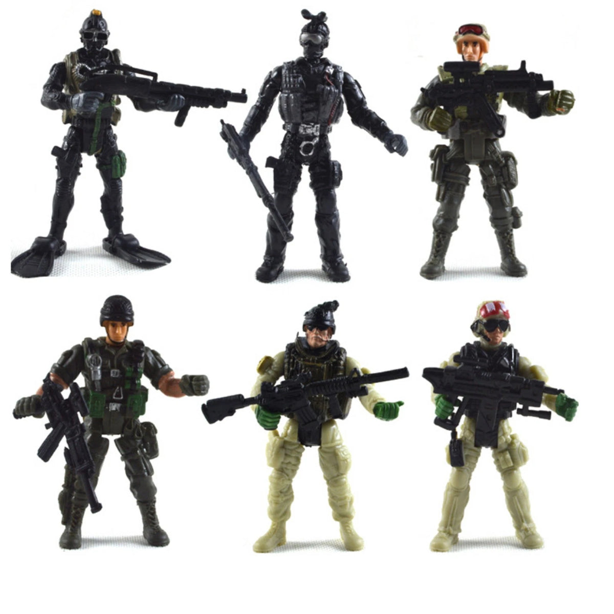 Set of 6 Special Force Army SWAT Soldiers Action Figures 1:18 Scale