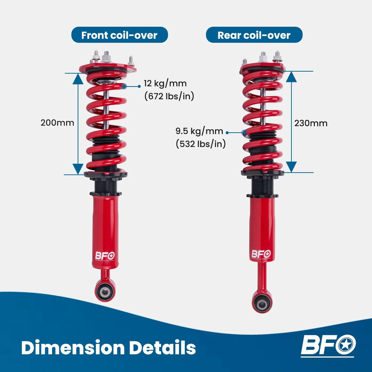 BFO Adjustable Coilovers for Lexus IS300 (2000–2005) - Adjustable Height