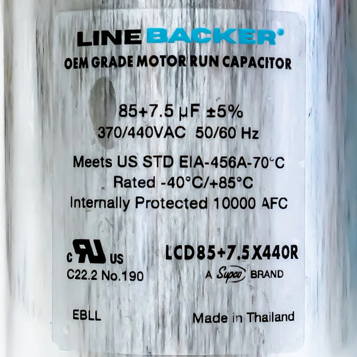 Capacitor Round Dual Run 85 + 7.5 uf mfd 370/440 Volts for HVAC Motors