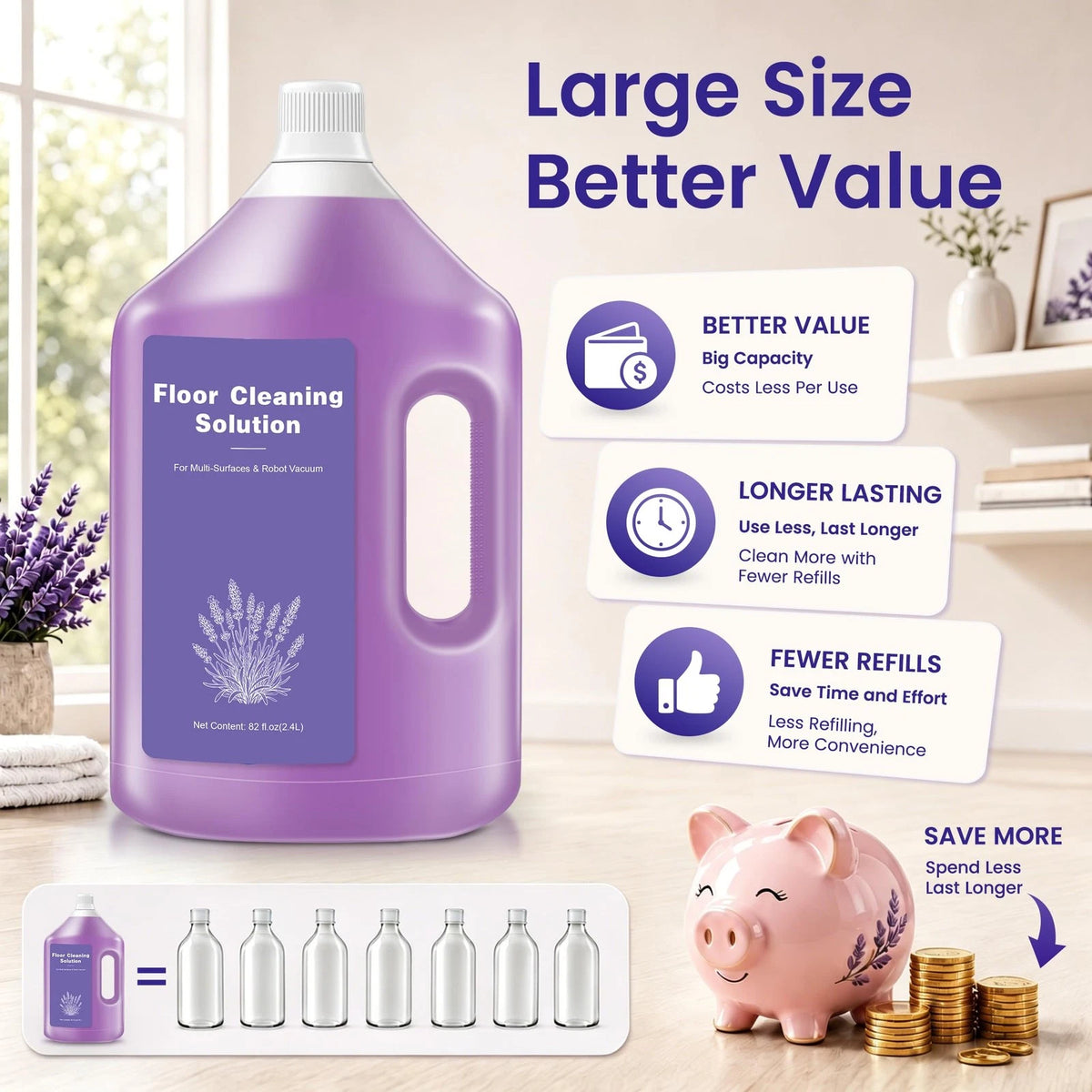 Lavender Scented Floor Cleaning Solution 82 FL OZ for Home Use (Pack of 1)