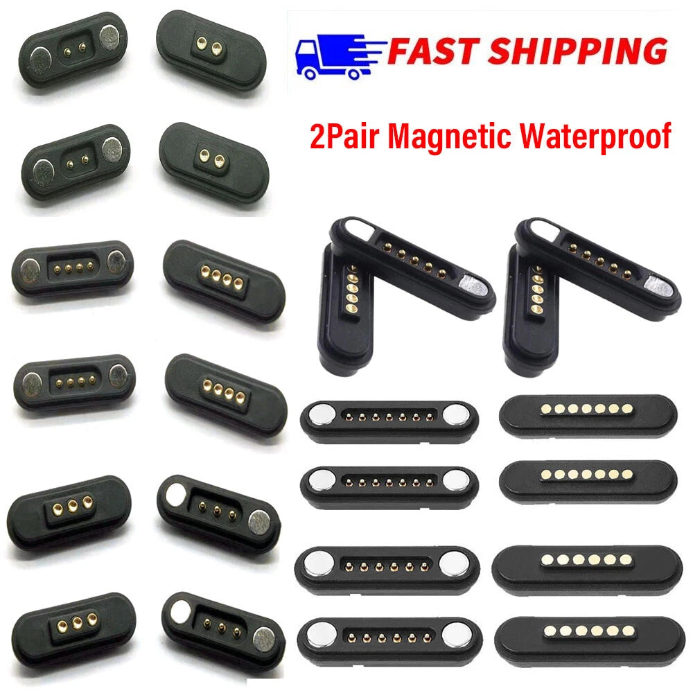 2X Magnetic Pogo Pin Connector Set 2/3/4/5/6/7 Pin Waterproof