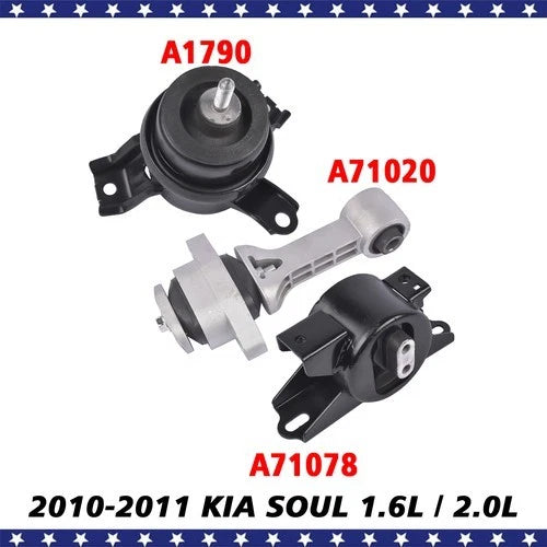 3X Motor & Transmission Mount Kit for Kia Soul 2010–2011 A7190 A71020 EM5880