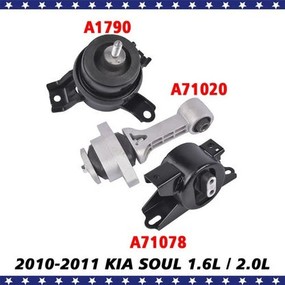 3X Motor & Transmission Mount Kit for Kia Soul 2010–2011 A7190 A71020 EM5880