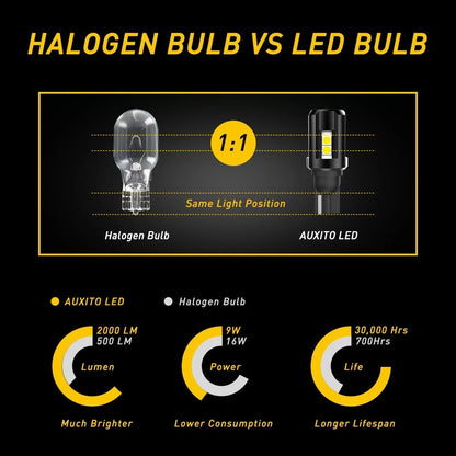 2X T15 912 921 W16W LED Bulb Reverse Light for AUXITO (6000K)