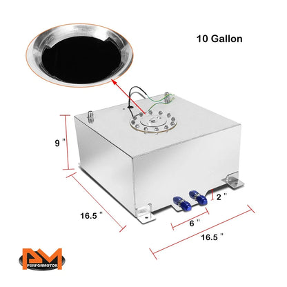 10 Gallon Aluminum Chrome Fuel Cell/Gas Tank for Universal Applications
