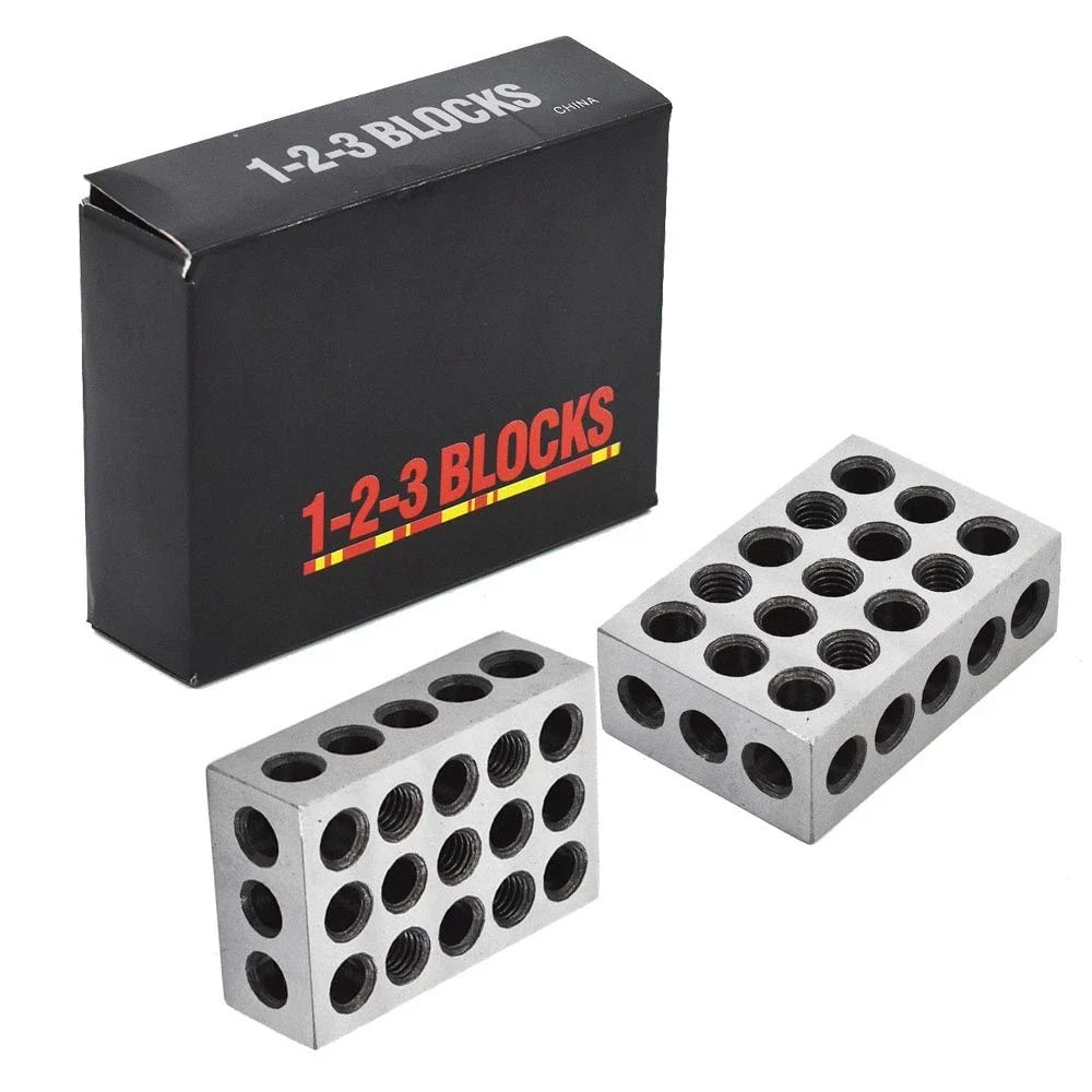 Set of 2 Ultra Precision 1-2-3 Blocks for Machinists (23 Holes, .0001")
