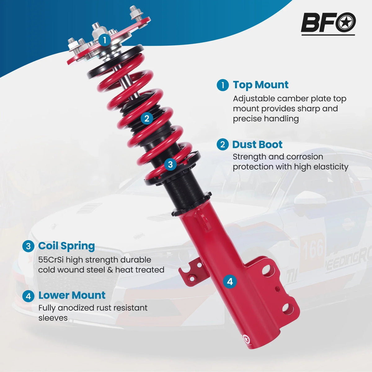 BFO Coilovers Suspension Lowering Kit for Scion tC (2005–2010)