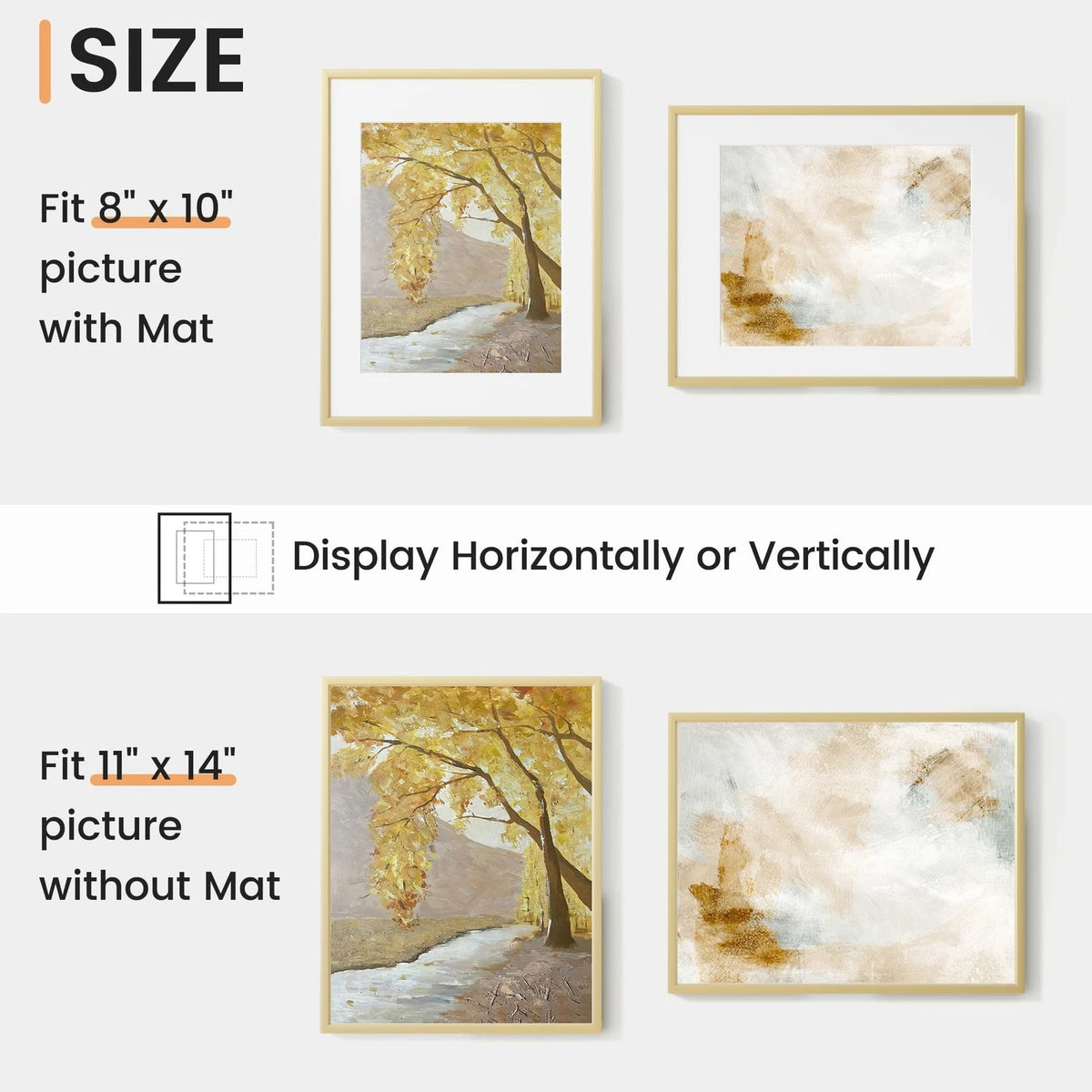 11x14 Metal Picture Frame for Home Decor (11x14 inch, Gold)