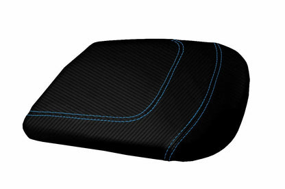 Console Lid Armrest Cover for Ford F150 Lariat (1997–2003) Carbon Fiber Blue Stitch