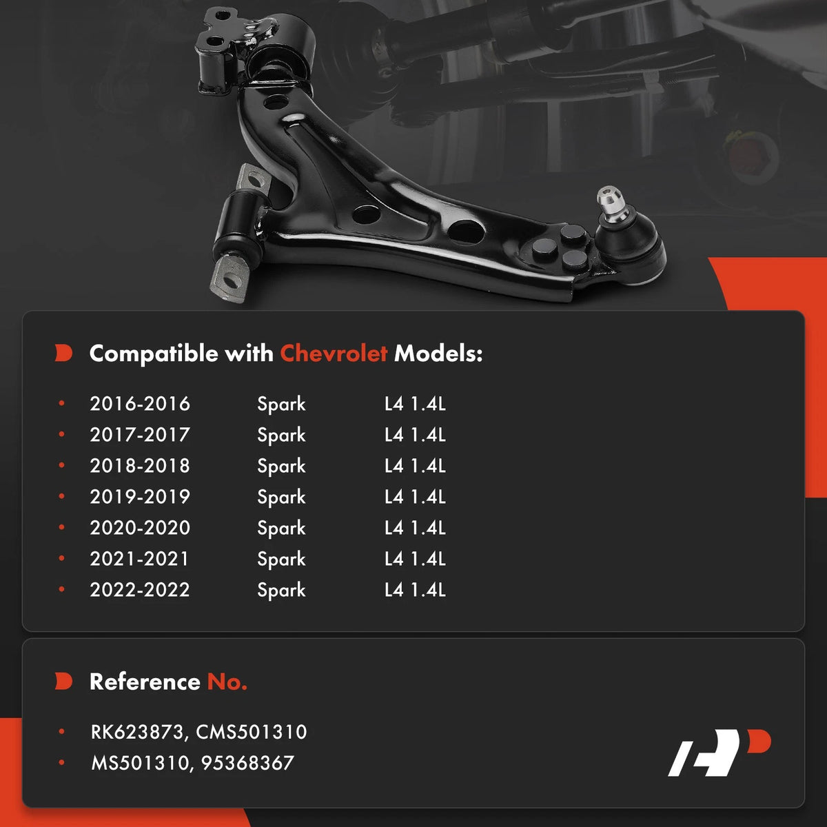 A-Premium Front Left Lower Control Arm w/Ball Joint for Chevrolet Spark (2013–2019) 95368367, RK623873