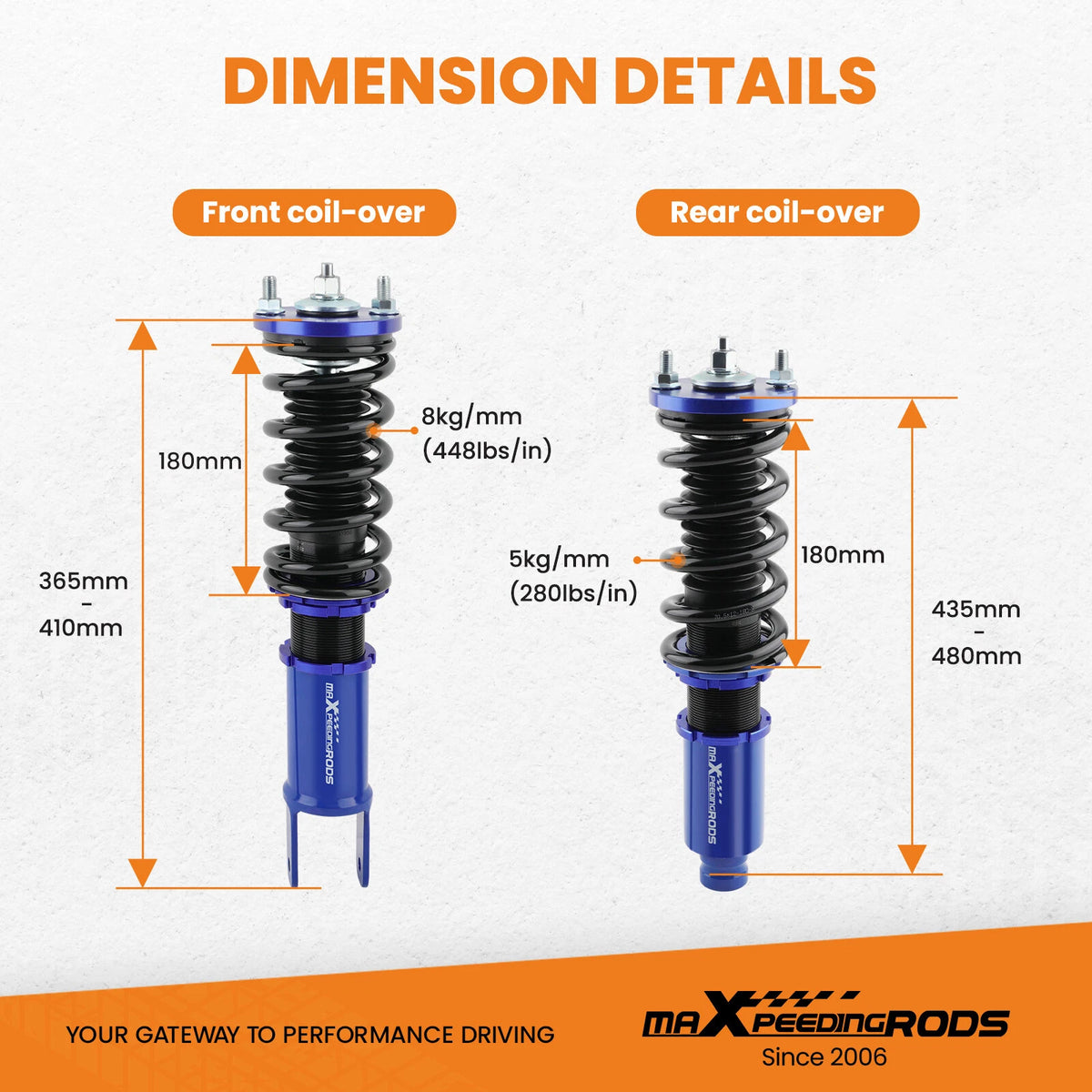 Set of 4 Coilovers & Upper Control Arms for Honda Civic EK (1996–2000) 8TUF1S