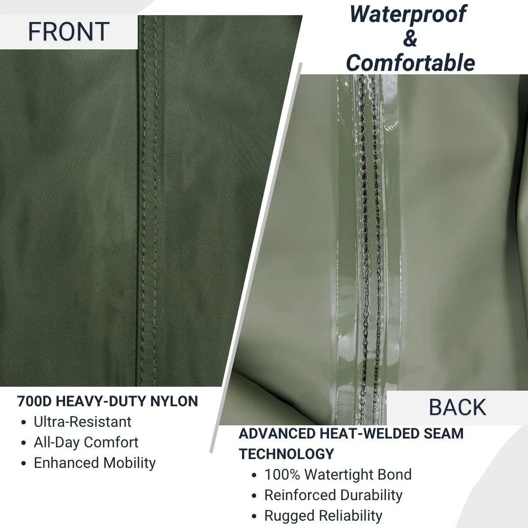 Fishing Waders with Boots for Men & Women (700D Nylon, Waterproof)