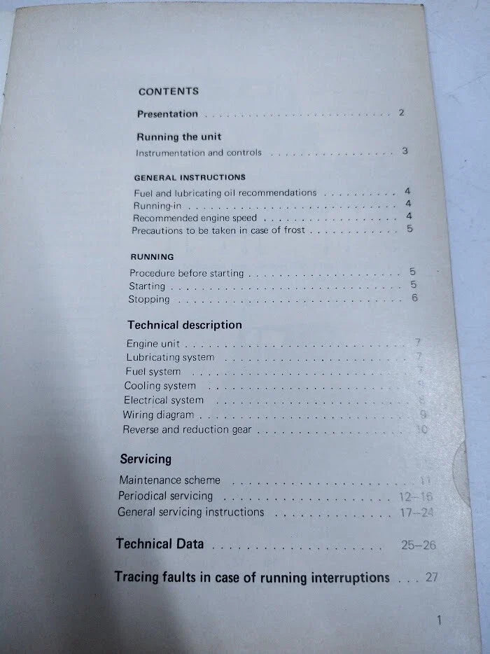 Marine Carburetor Engine Instruction Book for Volvo Penta 2505B