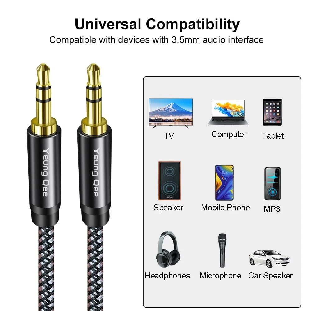 10ft 3.5mm Aux Cable Male to Male Stereo Audio Cord