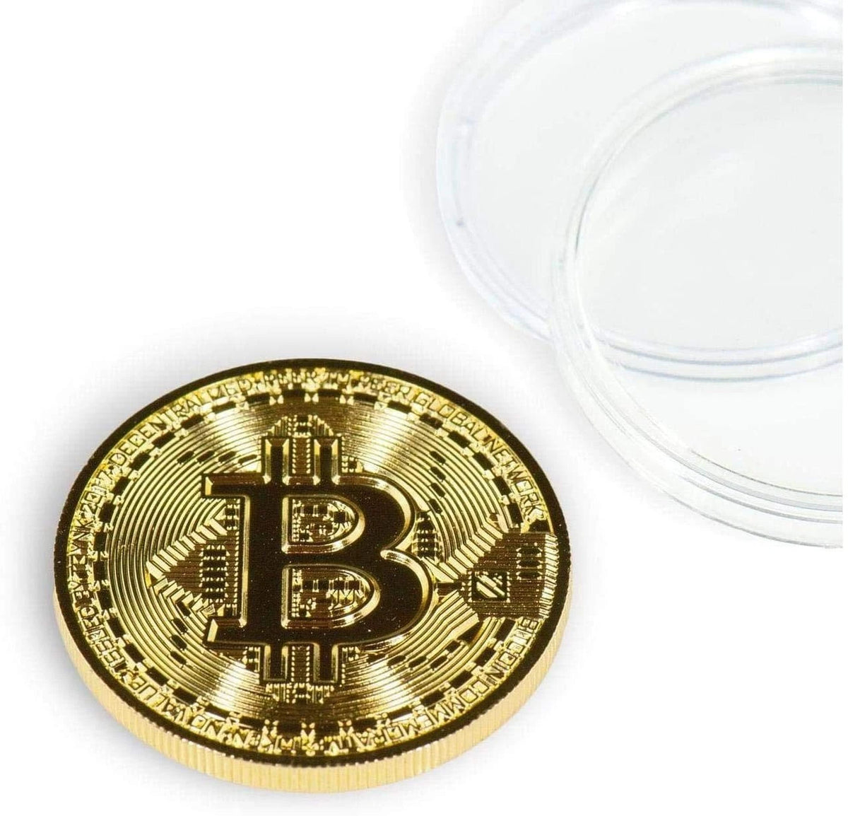 3 Pcs Gold Plated Bitcoin Coin 40mm Commemorative Crypto Collectible