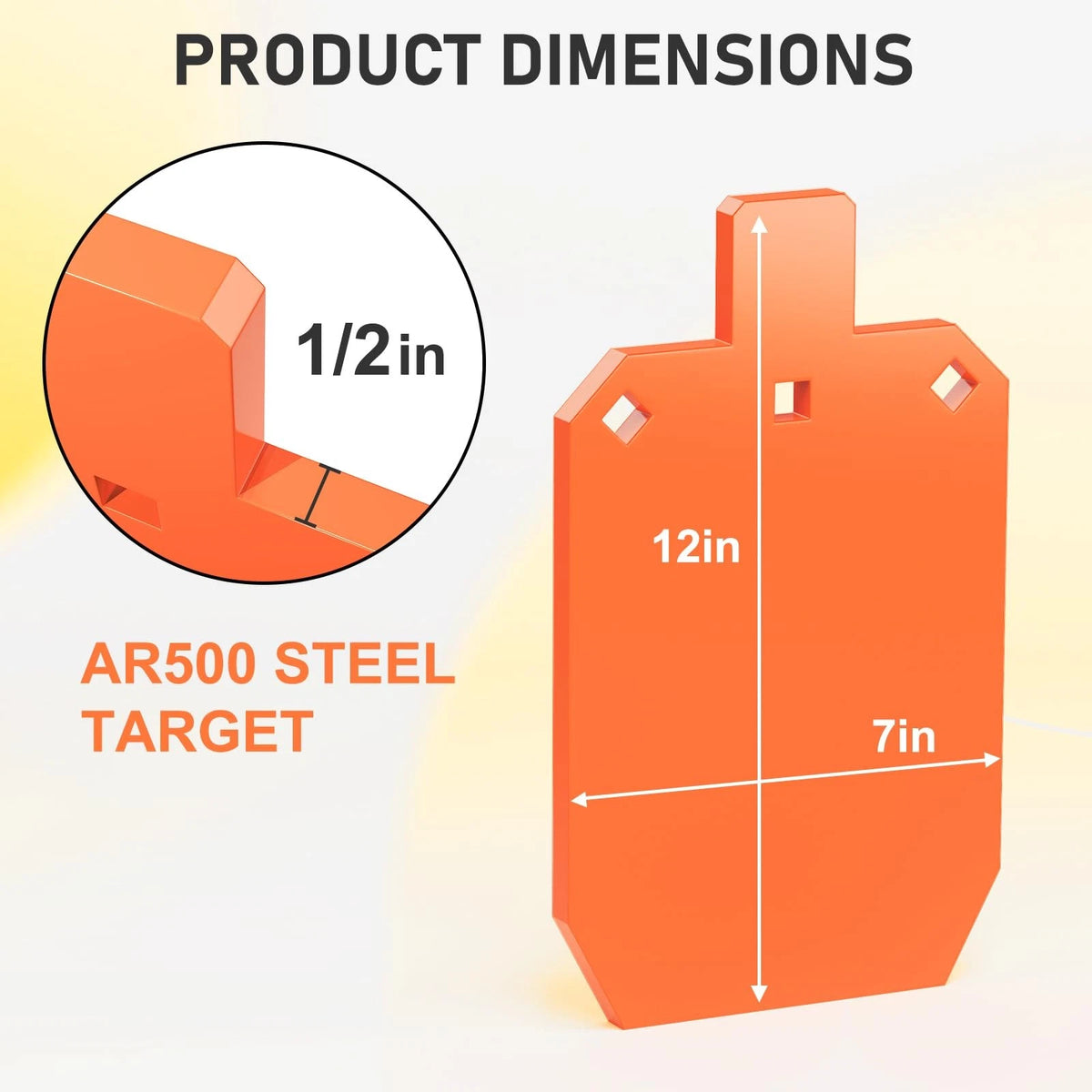 7"x12" AR500 Steel Torso Targets (1/2" Thick) for Shooting