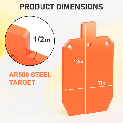 7"x12" AR500 Steel Torso Targets (1/2" Thick) for Shooting