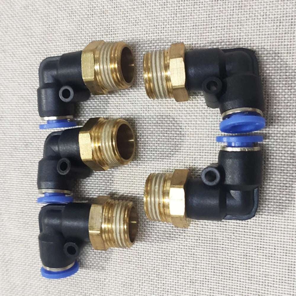 5X Pneumatic Male Elbow Fitting 1/4" OD x 3/8" NPT for Air Tubing