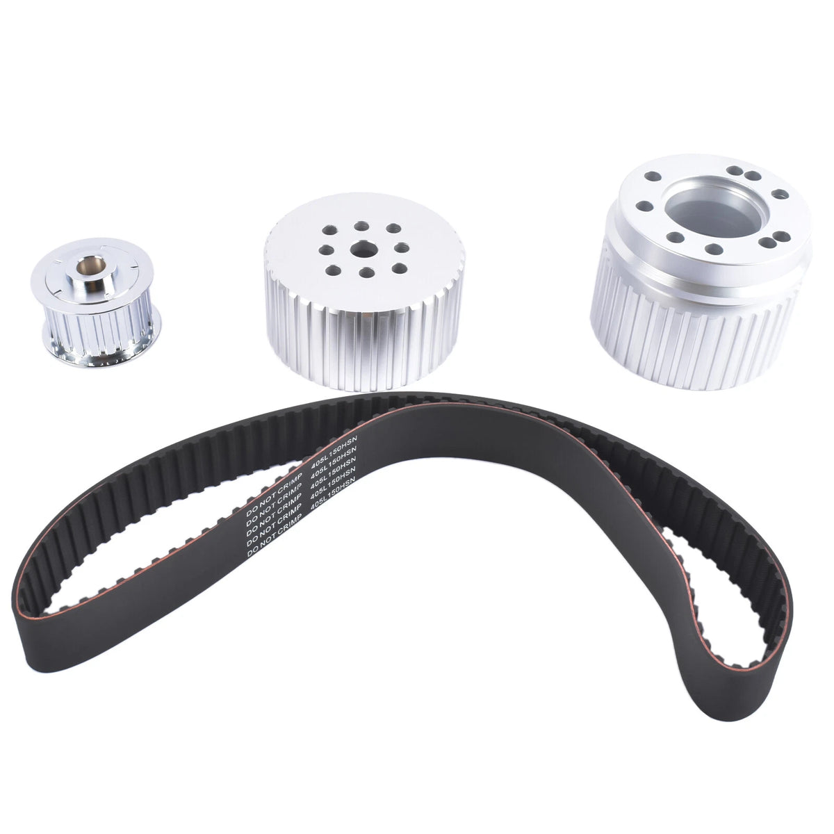 Billet Aluminum Belt Drive Pulley Kit for Small Block Chevy 283-400 (SBC 283-400 Long Water Pump)