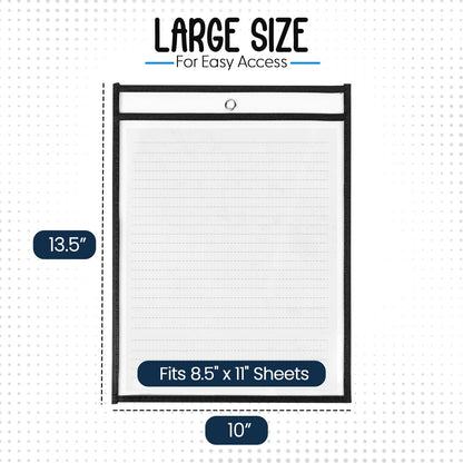 30 Pack Dry Erase Pocket Document Protectors 10" Black