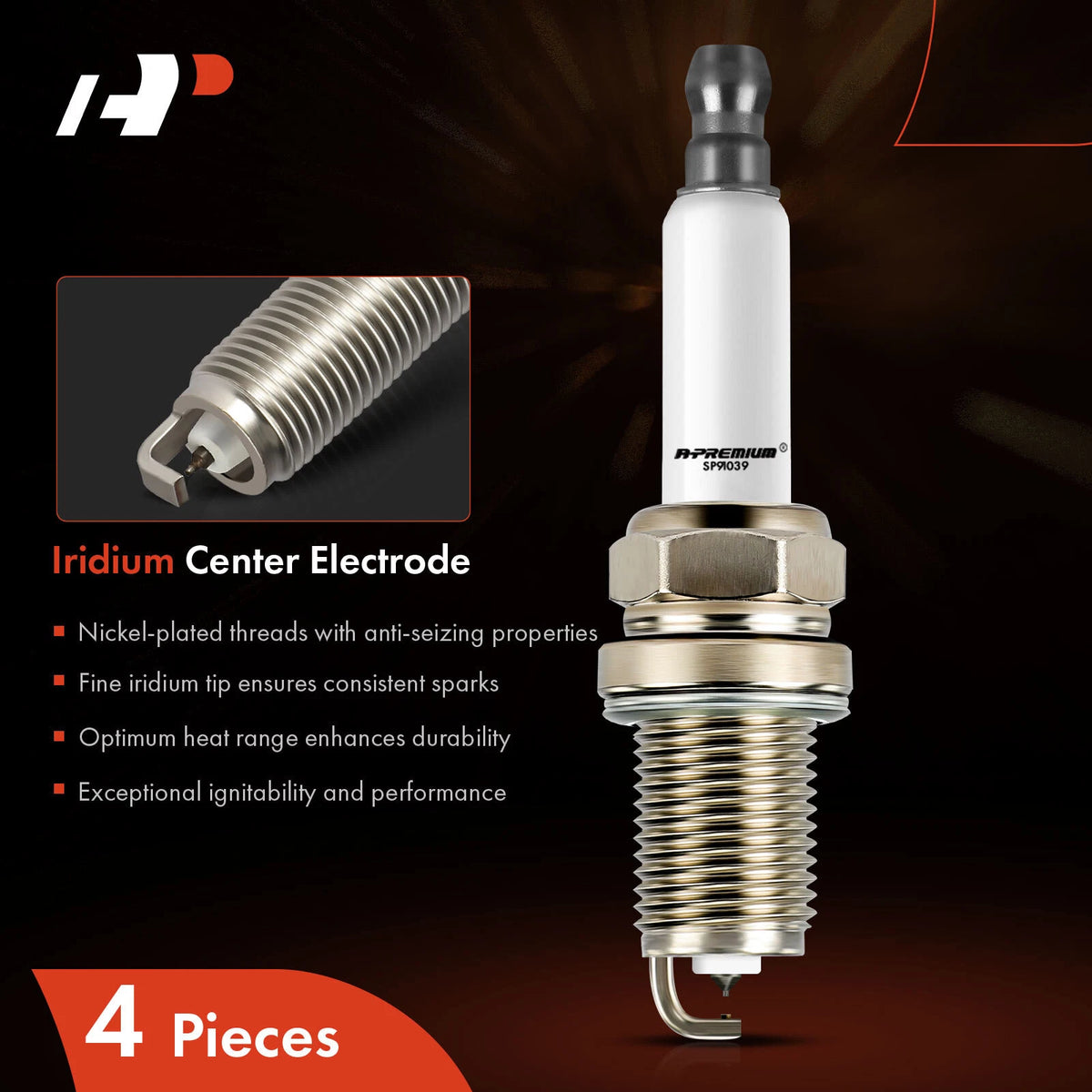 Set of 4 Iridium & Platinum Spark Plugs for Chevrolet Cruze (2011–2015) 91039