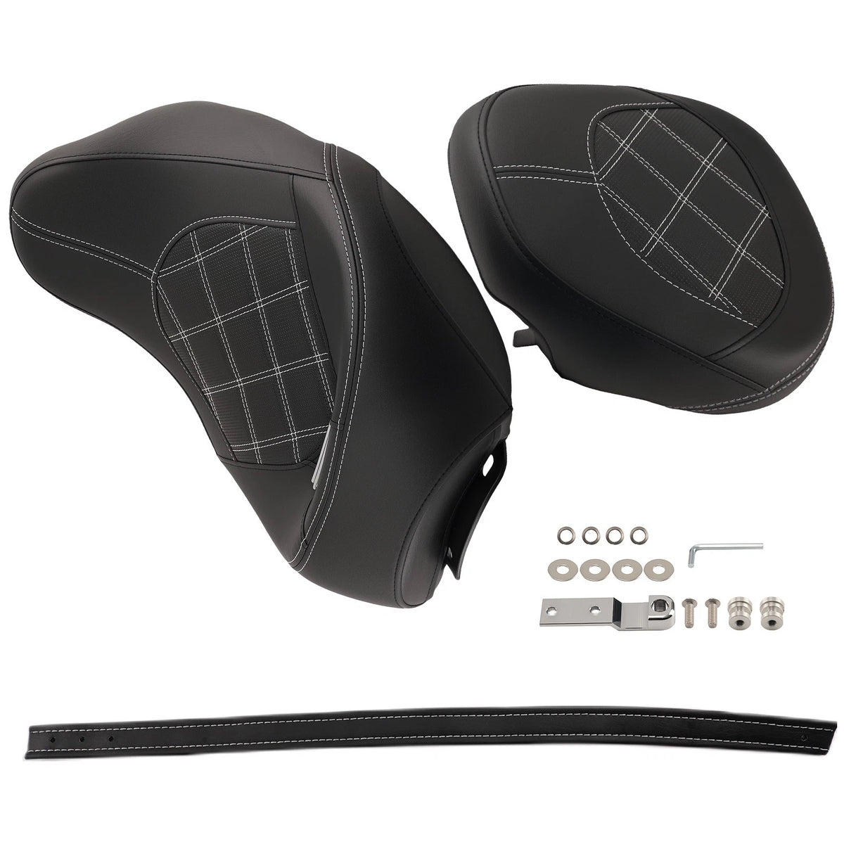 Driver & Passenger Seat for Harley Touring (2009–2023) R9P1DM Black White Leather