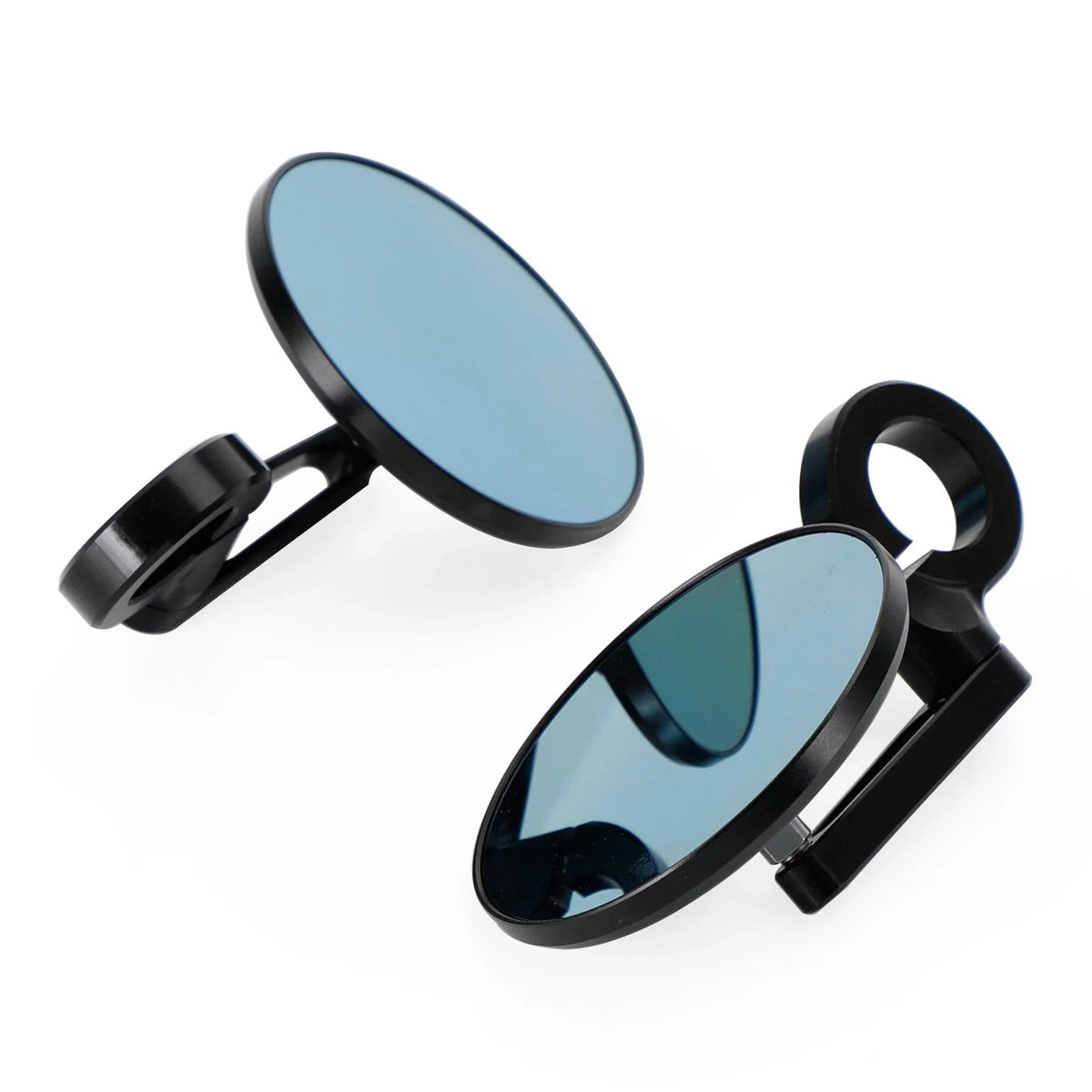 3" CNC Round Handlebar End Mirror for Universal 7/8"-1" Bars (Black, Blue Glass)