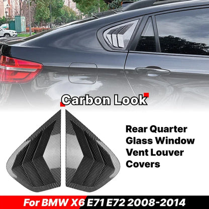 Carbon Style Rear Window Quarter Duct Vent Covers for BMW X6 (2008–2014)
