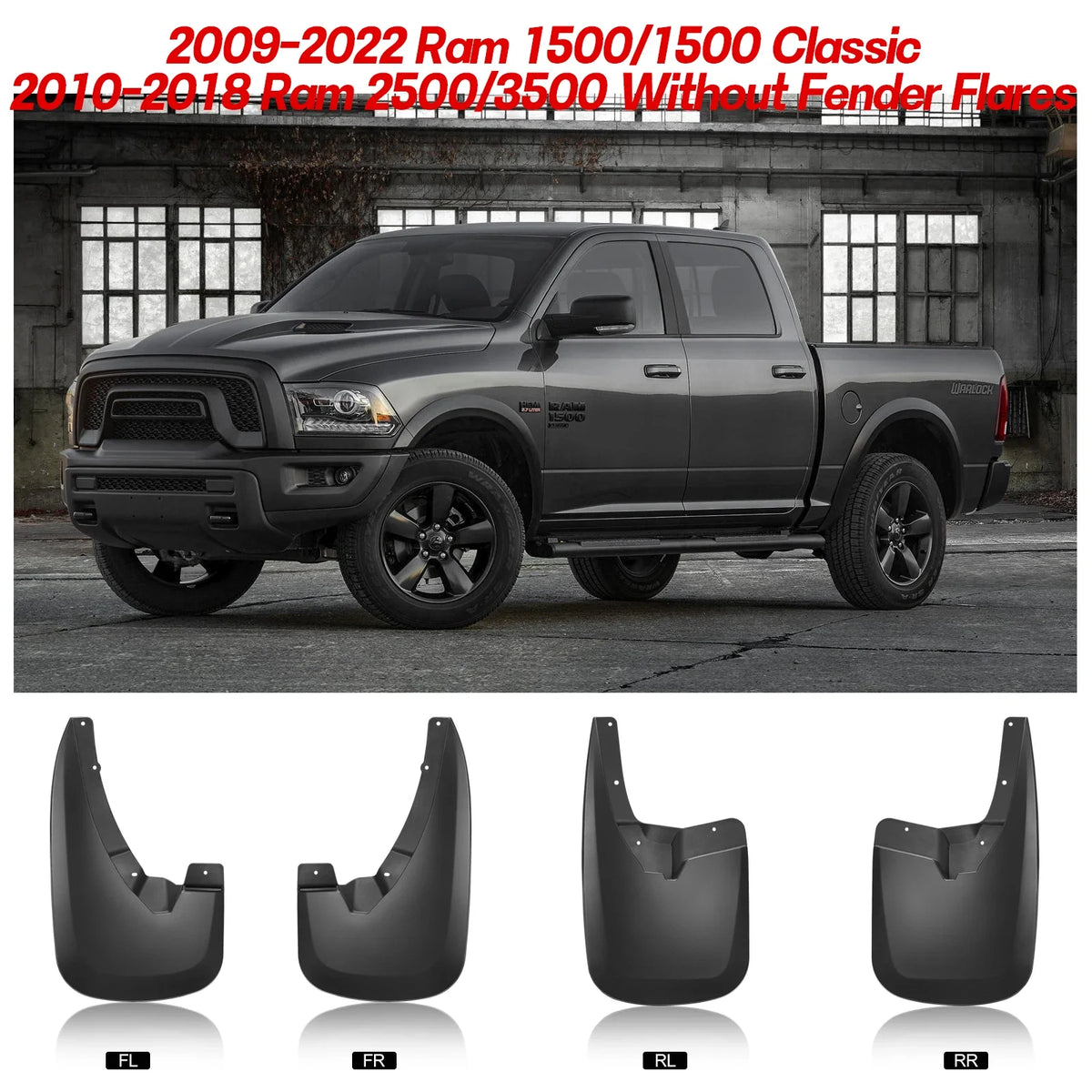 Splash Guards Mud Flaps for Ram 1500 2500 3500 (2009–2018)