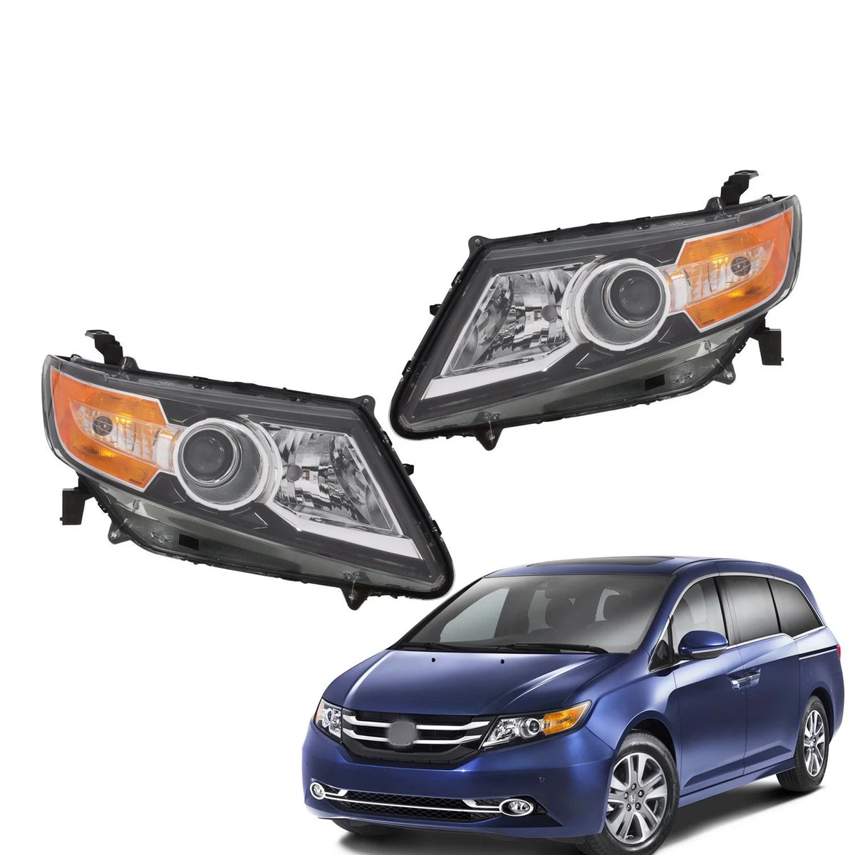 Pair of Halogen Headlights for Honda Odyssey (2014–2017) HO2503154, HO2502154