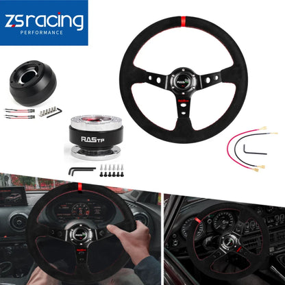 14" Red Steering Wheel with Quick Release & Hub Adapter 125H for Subaru BR-Z, Scion FR-S (2013–2020)