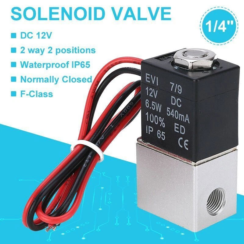 4PCS 1/4" Electric Air Water Solenoid Valve for 12V DC (Normally Closed)