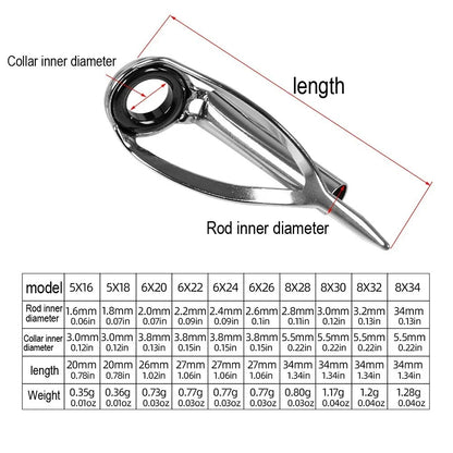Set of 10 Silver Fishing Guides with Anti-Tangle Rod Tip Rings