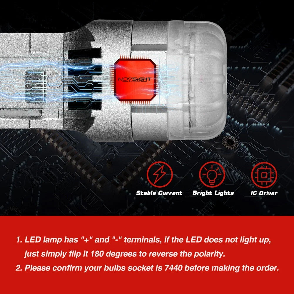 Pair T20 7440 W21W LED Indicator Bulb Kit for Universal Vehicles