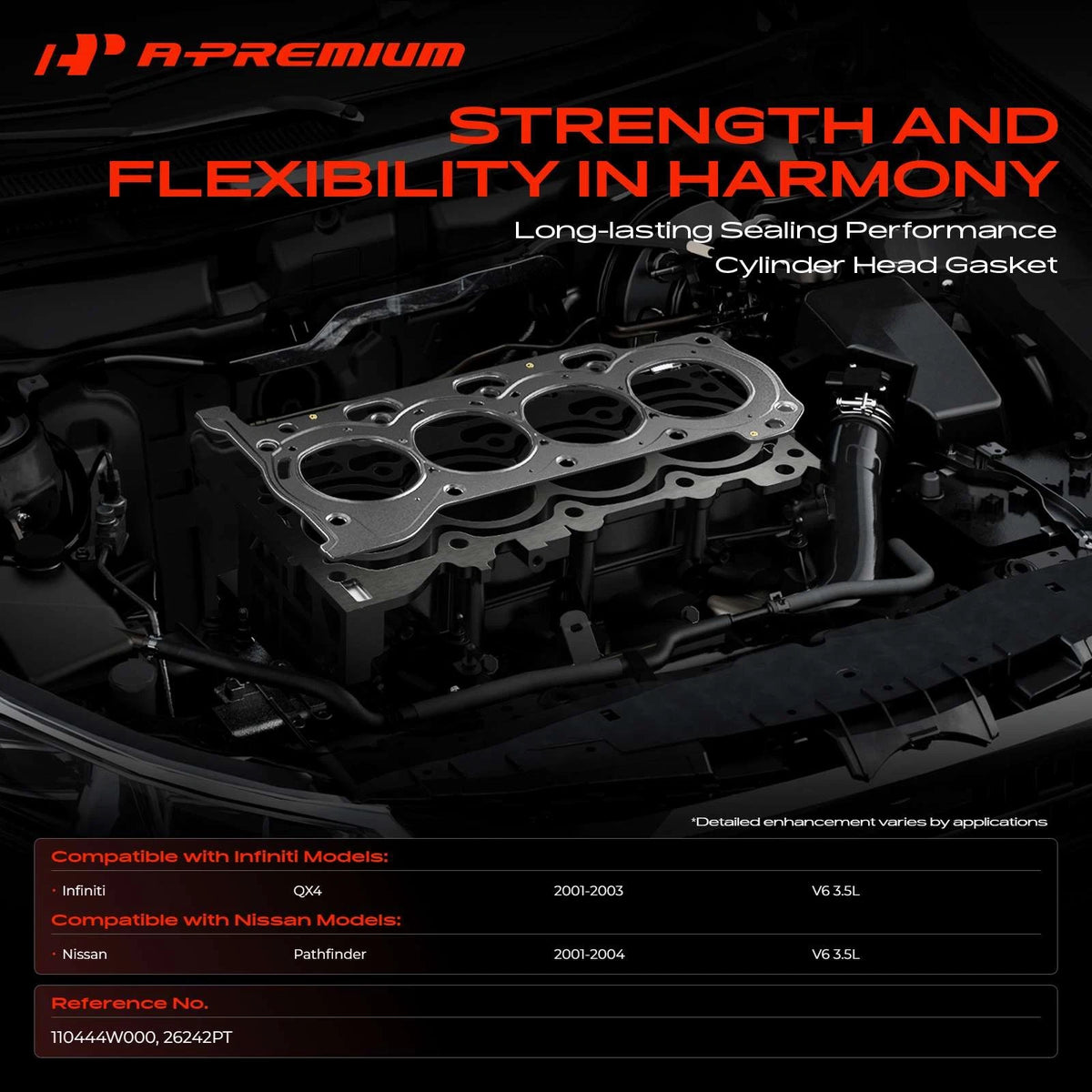 Right Engine Cylinder Head Gasket for Nissan Pathfinder (2001–2004) 110444W000, 26242PT