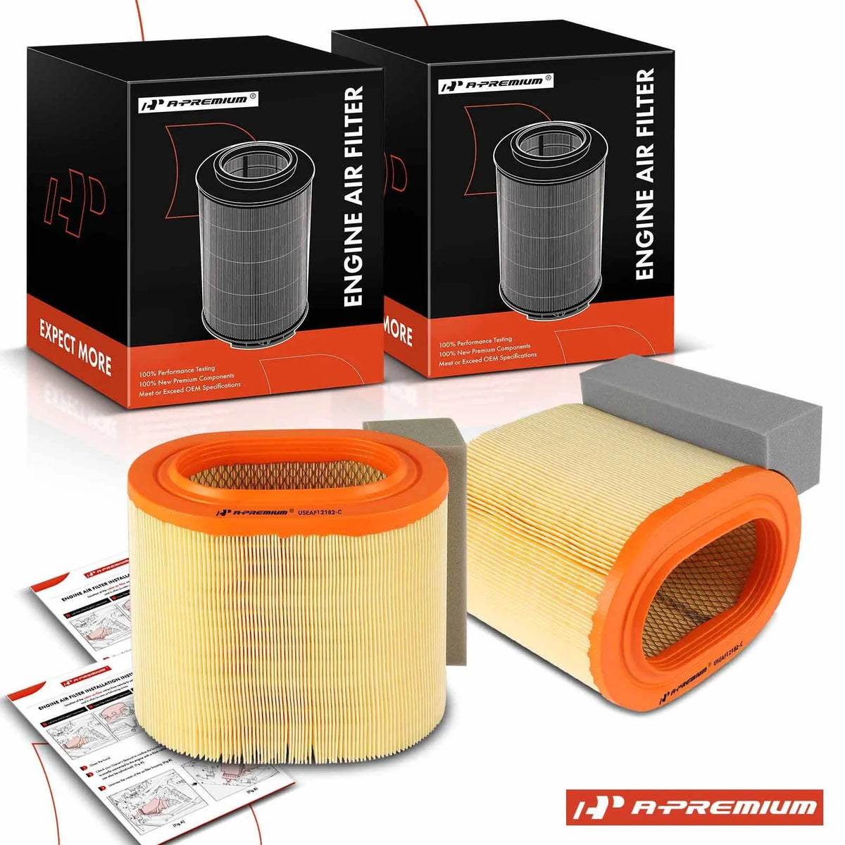 2X Engine Air Filter for Ford F-250 F-350 F-450 Super Duty (2017–2019)