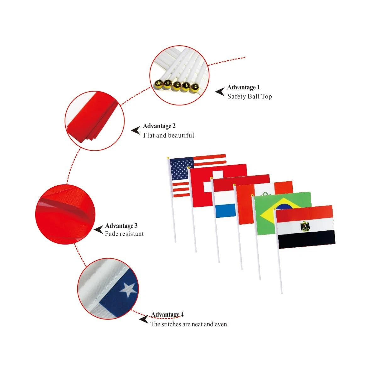 Set of 228 Mini International Hand Held Flags for Decoration