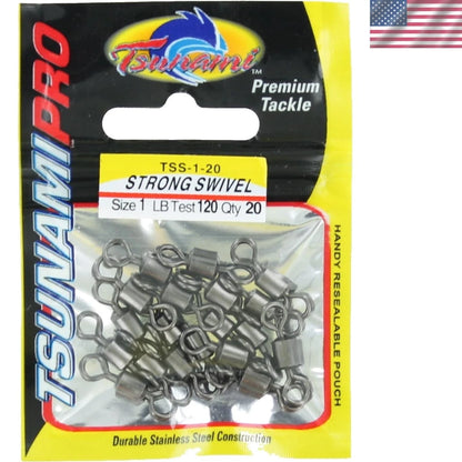 Pro Black Chrome Fishing Swivel - 120lb Stainless Steel Size 10-1/0