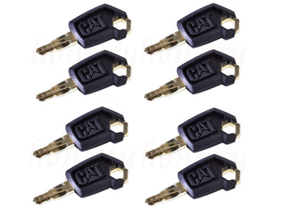 8pc Ignition Key Set for CAT Caterpillar Heavy Equipment (New Style)