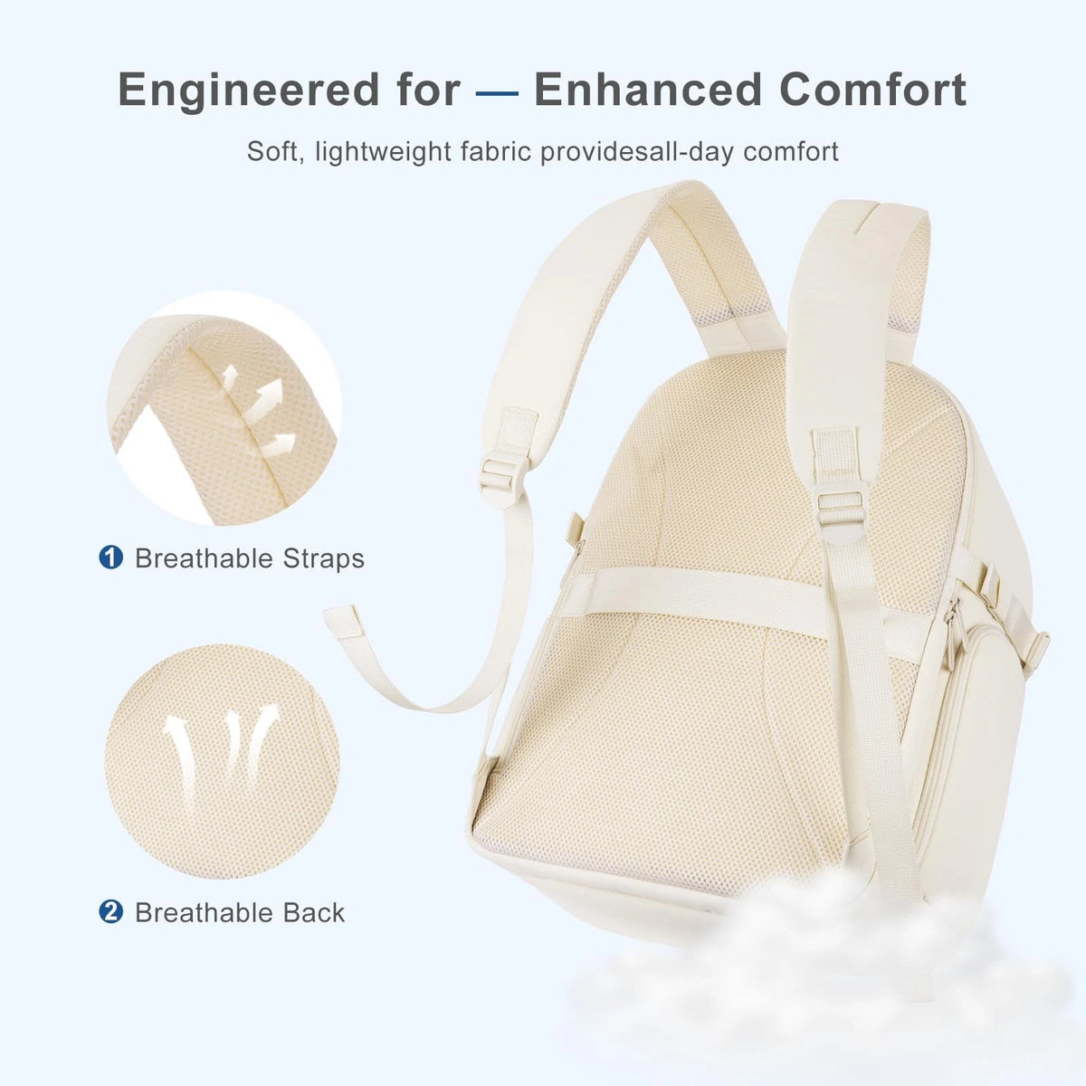 30L Travel Backpack for Women (16.93 x 11.81 x 9.45 inches) - Sand