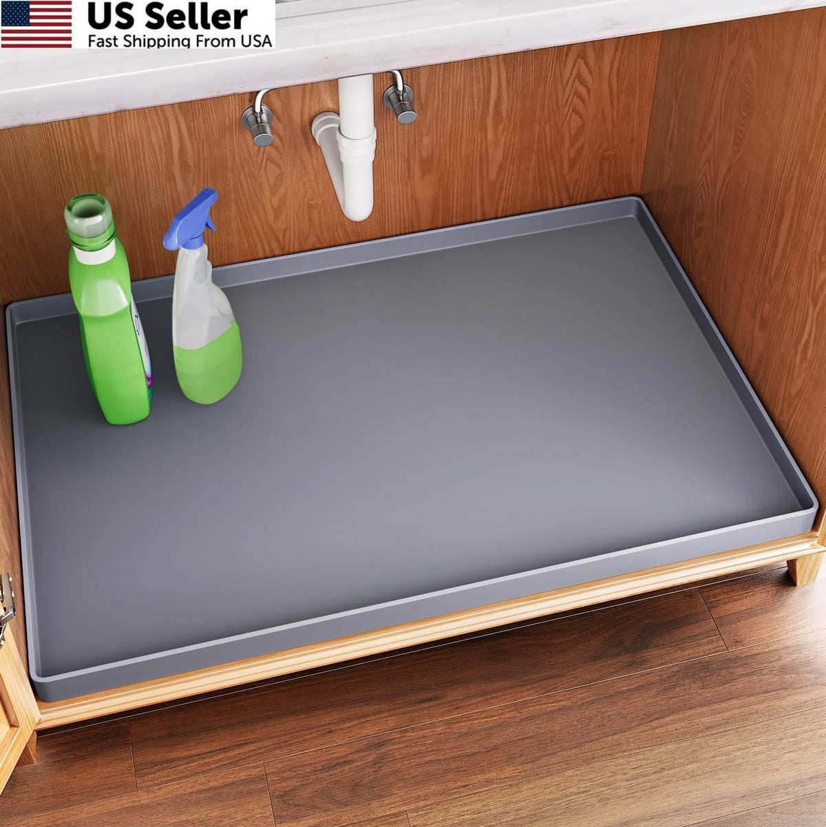 Waterproof Under Sink Mat for (34" x 22", Dark Gray)