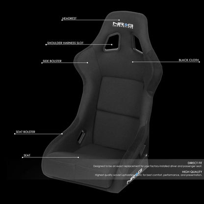 NRG Innovations Racing Bucket Seat Large Size RSC-302CF-BK for Universal (2010–2023)