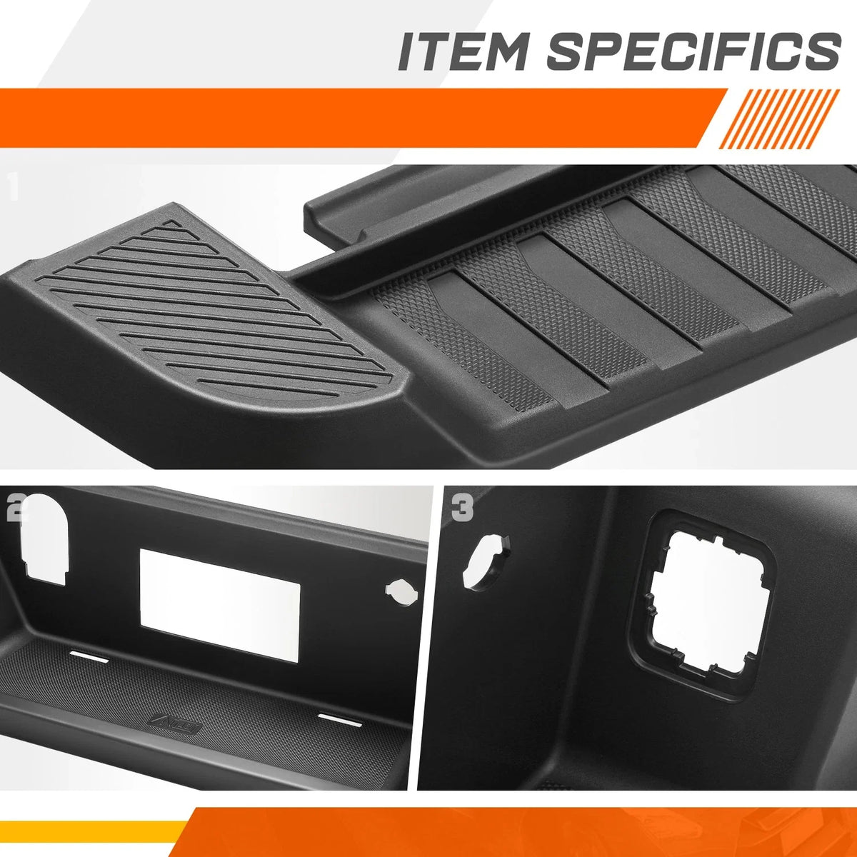 Rear Bumper Step Pad for Ford F-150 (2021–2023) w/o Sensor Holes, Black