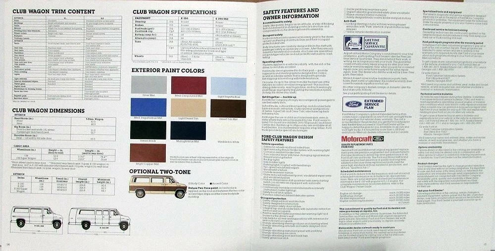 1985 Ford Club Wagon XLT XL Van Sales Brochure Original