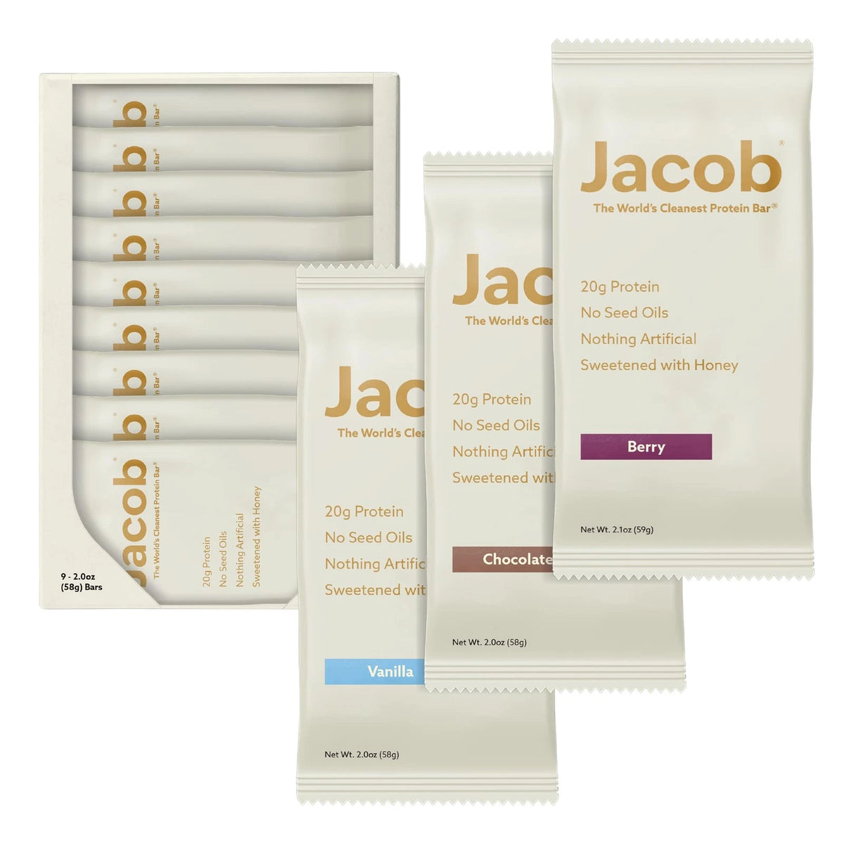 2X Jacob Bar Protein Bars Variety Pack (9 Bars)