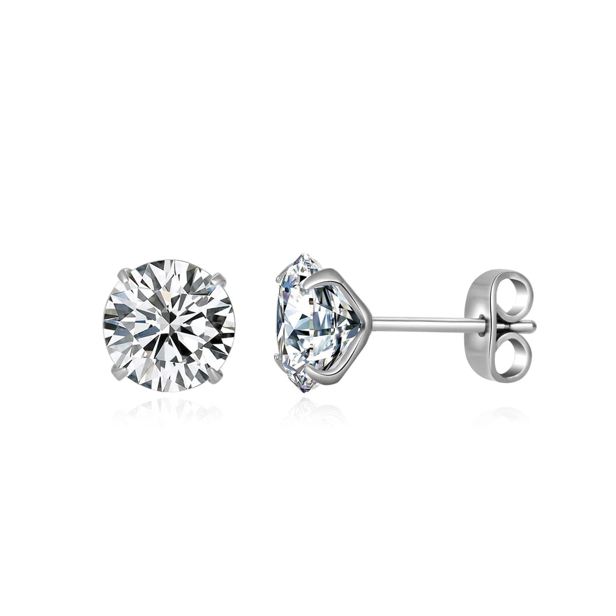 G23 Titanium CZ Stud Earrings for Sensitive Ears, 3mm, White