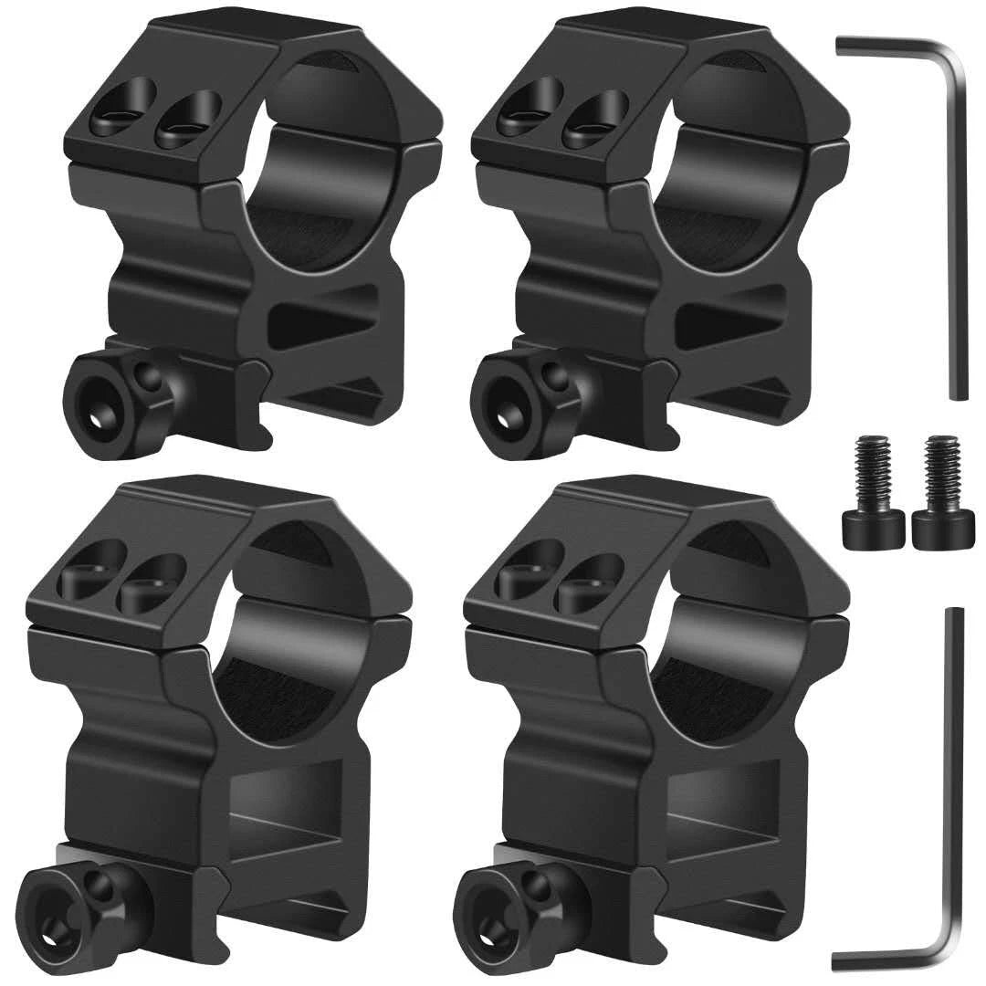 Set of 4 Medium High Profile 1 Inch Scope Mount Rings for Picatinny
