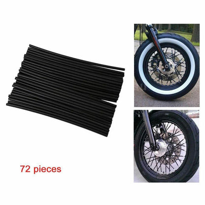 72x Black Wheel Spoke Skin Cover Wrap Kit for Motorcycle (AU)