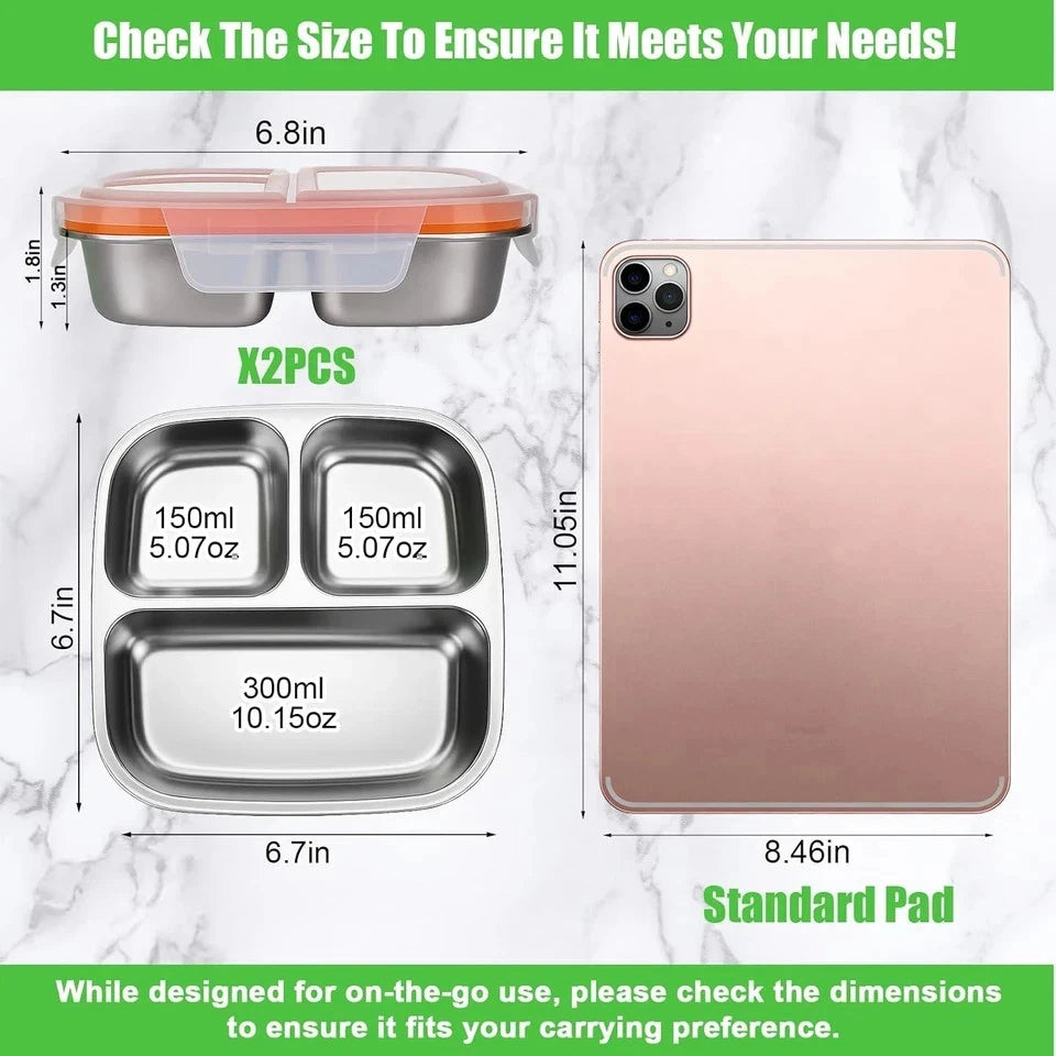 2X Snackle Box Container for Bento Box (Stainless Steel)